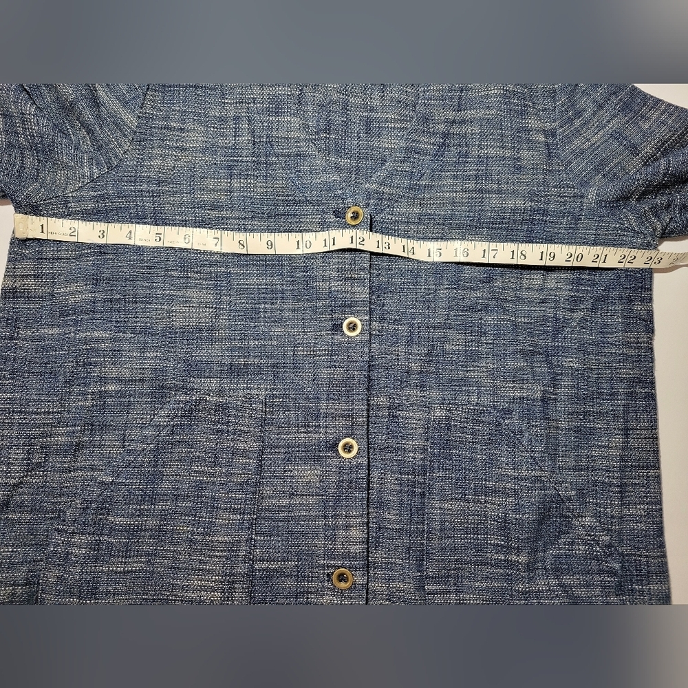 Pure Jill Indigo J.jill Tweed Knit Textured Button Up Blazer Sweater - Picture 6 of 9